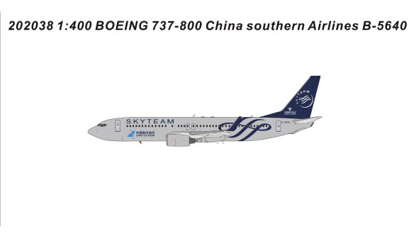 China Southern Boeing 737-800 SkyTeam livery B-5640 die-cast Panda 202038 scale 1:400