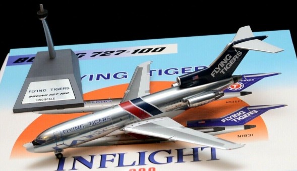 Limited Flying Tigers Boeing 727-100 N1931 "Flying Tigers" Tail polished w/stand InFlight IF721FT1019P scale 1:200