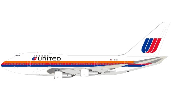 United Airlines Boeing 747SP N141UA Saul Bass with stand InfFight IF747SPUA1019 scale 1:200