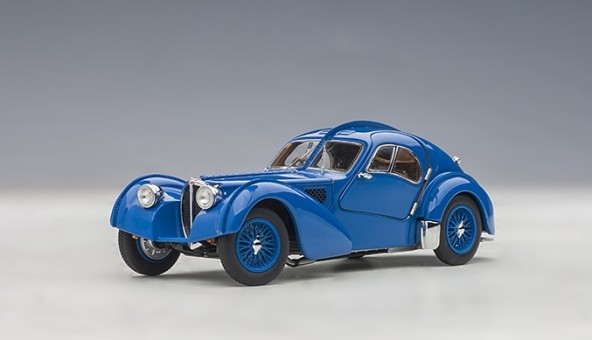 Blue Bugatti Atlantic Type 57SC 1938 Blue with Metal Wire-Spoke Wheels AUTOart 50947 scale 1:43