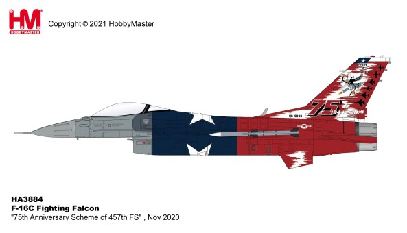 Hobby Master HA3884 Lockheed F-16C Falcon USAF 75th Anniversary Scheme of 457th 