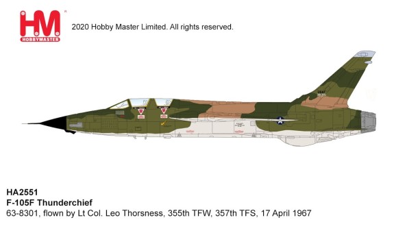 F-105F Thunderchief 63-8301 flown by Lt Col. Leo Thorsness 355th TFW 357th TFS 17 April 1967 Hobby Master HA2551 scale 1:72 