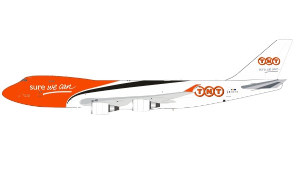 TNT Boeing 747-400 OO-THA with stand InFlight IF744TNT01 scale 1:200