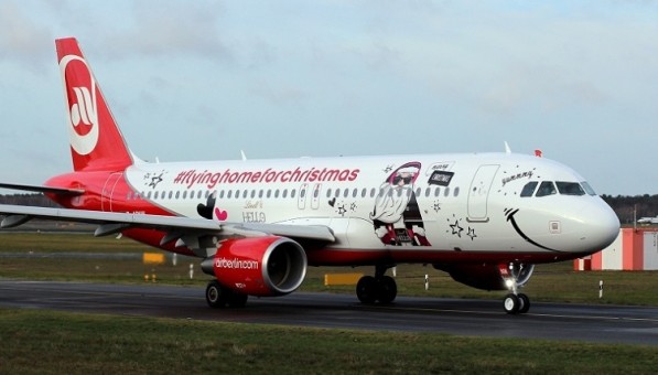 Air Berlin Airbus A320-200 Sharklets D-ABNM "Fly Home for Christmas" JC Wings LH2BER205 scale 1:200