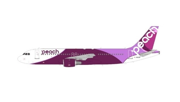 Peach Aviation Japan Airbus A320-214 JA828P with stand JFox/InFlight JF-A320-037 scale 1:200