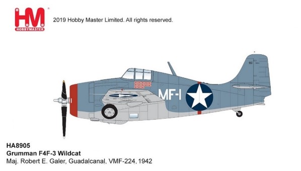 Grumman F4F-3 Wildcat Robert E. Galer VMF-224 1942 Guadalcanal Hobby Master HA8905 scale 1:48