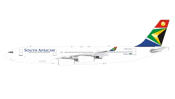South African Airways Airbus A340-200 ZS-SLA with stand InFlight IF342SAA07 scale 1:200