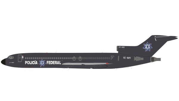 Limited! Policia Federal Preventiva PFP Mexico Boeing 727-200 XC-NPF Inflight200 IF722MEXP1219 scale 1:200