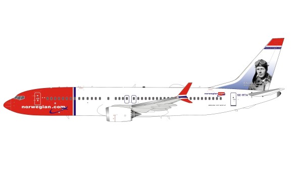 Norwegian Air Sweden Boeing 737-8 Max SE-RTA Charles Lindbergh stand InFlight IF73MDY1120 scale 1:200