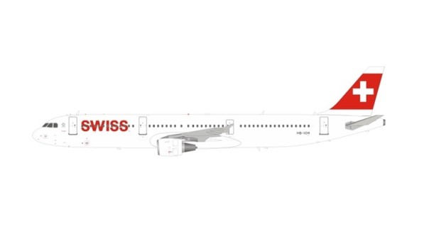 Swiss International Airbus A321 HB-IOH with stand JFox/InFlight JF-A321-003 scale 1:200