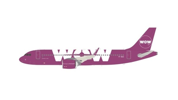 Wow Air Airbus A320 TF-NEO with stand JFox/InFlight JF-A320-006 scale 1:200