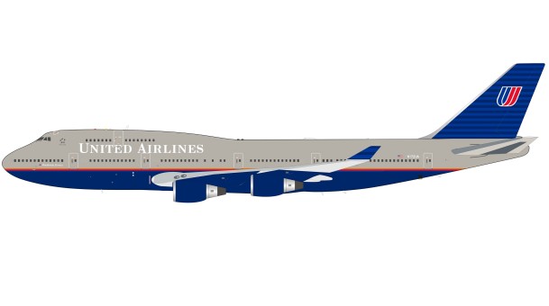 United Boeing 747-400 N172UA grey & blue livery with stand Inflight IF744UA0519 scale 1:200