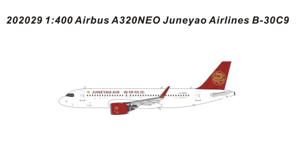 Juneyao Airlines Airbus A320neo B-30C9 吉祥航空 die-cast Panda Model 202029 scale 1:400