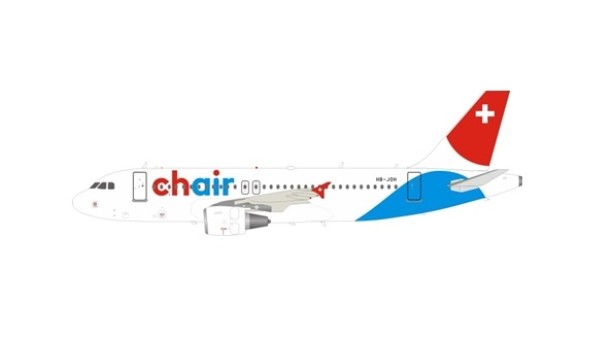 Chair Airlines Airbus A319-112 HB-JOH with stand JFox/InFlight JF-A319-009 scale 1:200