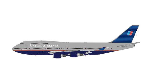 United Airlines Boeing 747-400 N187UA Battleship Grey Livery Die-Cast Phoenix 04535 Scale 1:400