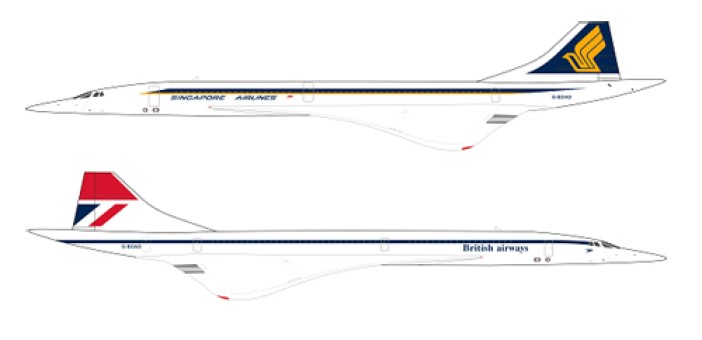 Aerospatiale Singapore Airlines British Aircraft Corporation (BAC) Concorde 102 Reg# G-BOAD JFOX/ InFlight Model JFI-CONC-003 Scale 1:200