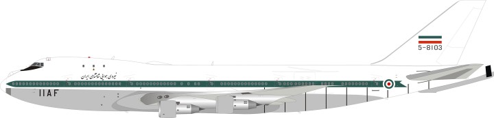 Iran Air Force نیروی هوایی شاهنشاهی ایران Boeing 747-131(SF) with stand Inflight IF741IIAF01 scale 1:200