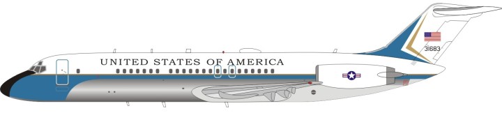 USAF VC-9C (DC-9-32) Polished Reg# 31683 Stand  Inflight AF1VC-9C01P Scale 1:200