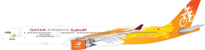 Qatar 15th. Asian Games Doha 2006 Yellow Airbus A330-300 Reg. A7-AED Phoenix 20158 Die-Cast Scale 1:200 