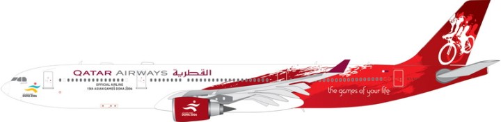 Qatar 15th. Asian Games Doha 2006 Red Airbus A330-300 Reg. A7-AEG Phoenix 20159 Die-Cast Scale 1:200 