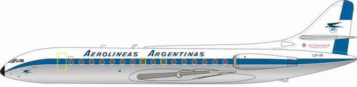 Aerolineas Argentina Caravelle 6 LV-III with stand IF210AR1223P Inflight200 Scale 1:200