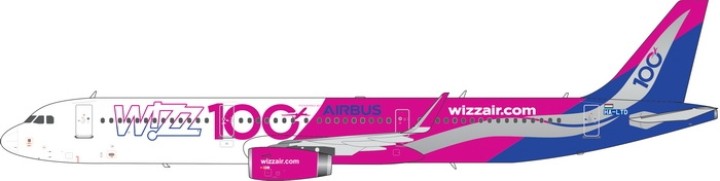 Wizz 100th.  Airbus A321 Reg# HA-LTD Phoenix 11499 Die-cast Scale 1:400