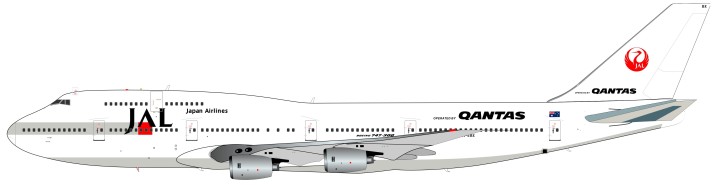 JAL Japan Airlines/Qantas Boeing 747-200 Reg# VH-EBX B-747-3-997 Scale 1:200