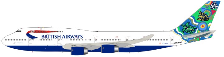 British Airways Boeing 747-400 Nalanji Dreaming Tail Reg# G-BNLN with stand B-747-4-026 scale 1:200