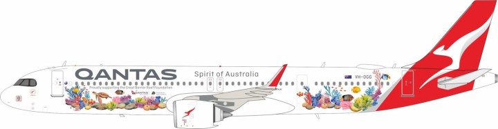 QANTAS AIRWAYS Airbus A321NXLR Great Barrier Reef Reg: VH-OGG IF321QF0126 InFlight Models 1:200