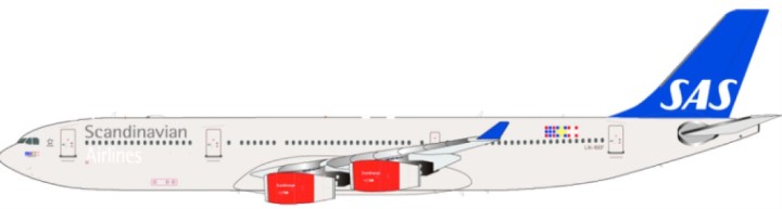 SAS Scandinavian Airbus A340-300 Reg# LN-RKF JC4SAS303 JCWings Scale 1:400