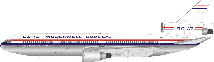 McDonnell Douglas DC-10-10 House Color N10DC Polished w/Stand Inflight Scale 1:200