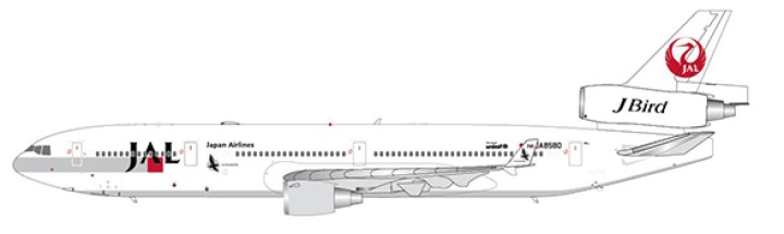 JAL MD-11 “Tufted Puffin” JA8580 w/Stand JC Wings JC2JAL019 Scale 1:200