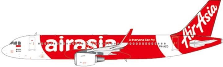Air Asia Indonesia Airbus A320 Sharklets Reg# PK-AZD w/antennas JC Wings JC4AWQ377 Scale 1:400