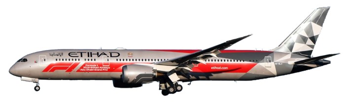 Etihad Boeing 787-9 F1 Livery Dreamliner A6-BLV Inflight IF789EY1218 scale 1:200