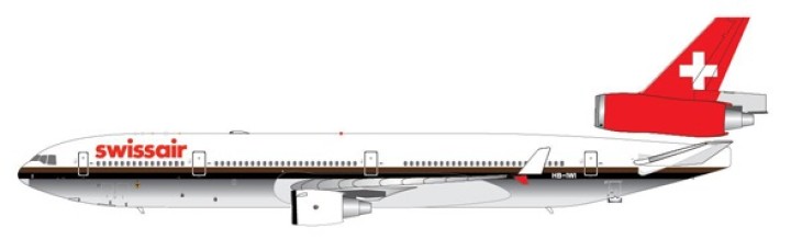 Swissair MD-11 Reg# HB-IWI Brown Cheatline w/Stand JC Wings LH2SWR051 Limited Release! Scale 1:200