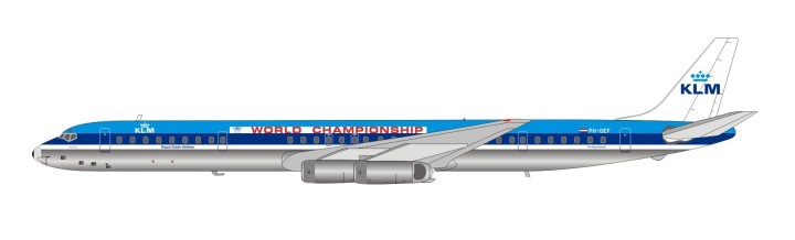 Polished KLM DC-8-63 PH-DEF with stand InFlight IF8630318P Scale 1:200 