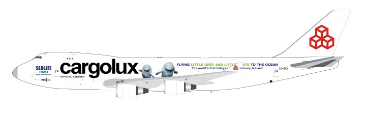 Cargolux Boeing 747-400 LX-ECV with stand InFlight IF744CV0319 scale 1:200
