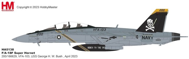 F/A-18F Super Hornet VFA-103, USS George H. W. Bush, April, 2023 HA5138 Hobby Master Scale 1:72