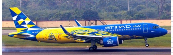 Etihad Airways Airbus A320NEO "Chennai Super Kings" Reg: A6-EJB With StandAirbus XX2-714 JCWings1:200