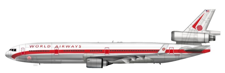 World Airways Retro MD-11-2 Reg# N803DE HL1204 1:200 Scale     