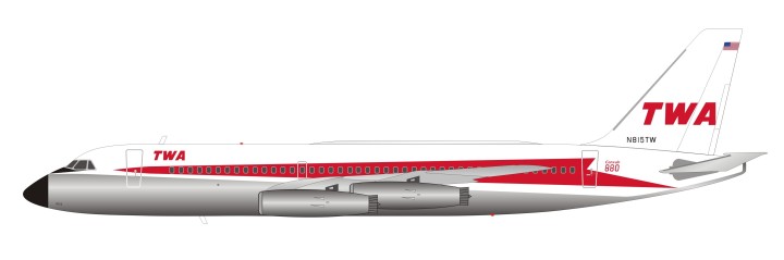 TWA Convair CV-880 N815TW with stand Inflight IF880TW0119P scale 1:200 