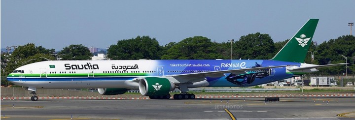 Saudi Arabian Airlines Boeing 777-300ER 'Formula E 2024' Reg: HZ-AK43 'Flaps Down' XX40318A JC Wings 1:400