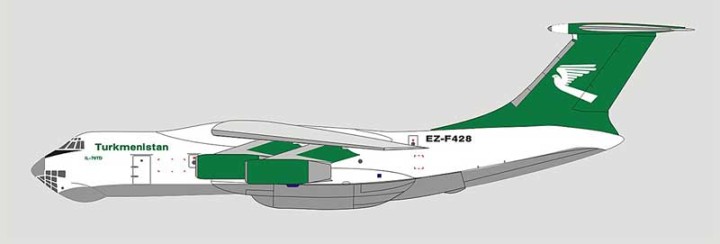 Witty Wings die cast model Turkmenistan Airways Ilyushin IL-76 Reg