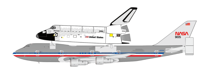 NASA Boeing 747-100 Polished with Space Shuttle Reg: N905NA XX40341 JC Wings 1:400