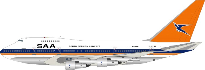 South African Airways Boeing 747SP w/ Stand Reg# ZS-SPE InFlight IF747SP1015P Scale 1:200