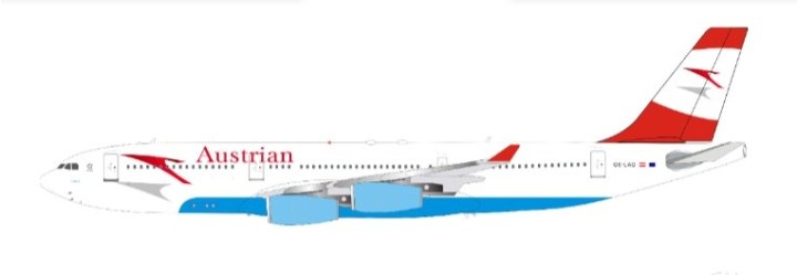Austrian Airlines Airbus A340-211 OE-LAG plus stand  InFlight IF3420S0819 scale 1:200