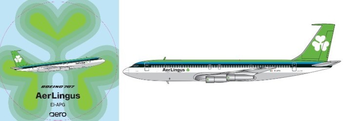 Aer Lingus Boeing 707-300C Reg: EI-APG With Antenna and Dedicated Sticker BB4-707-001 BigBird scale 1:400