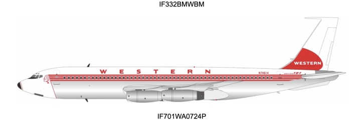 Western Airlines Boeing 707-139 Reg: N74614 IF701WA0724P InFlight Models 1:200