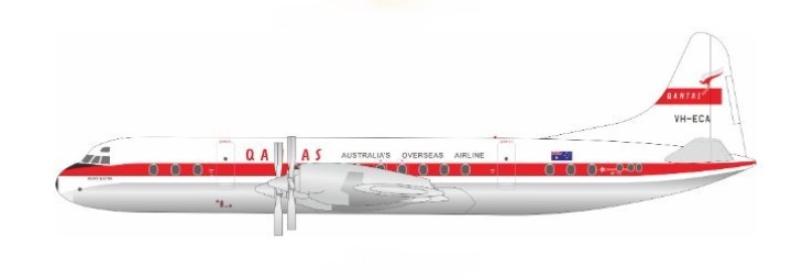 Qantas Airlines Lockheed L-188 Electra VH-ECA IF188QF1223 With Stand Inflight200 Scale 1:200