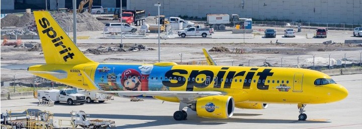 Spirit Airlines Airbus A320NEO "Super Nintendo World" Reg: N986NK With Antenna SA4044 Scale 1:400 